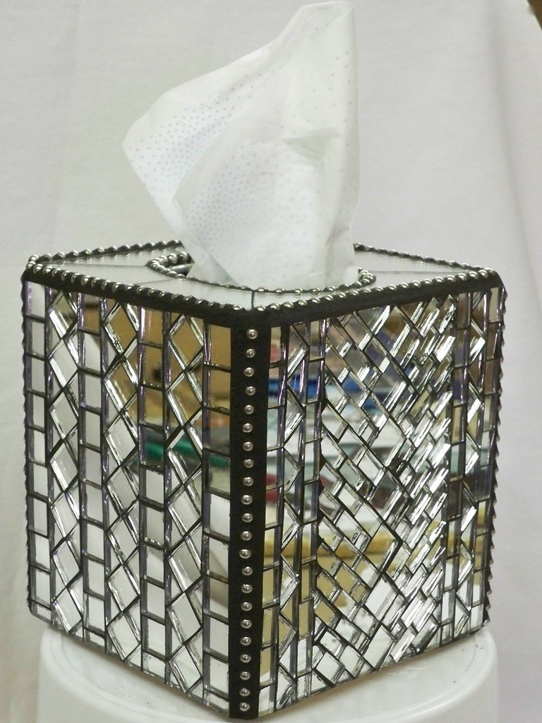 Mosaic Mirror Tissue Box Cover Mirror tiles and ball chain… Flickr
