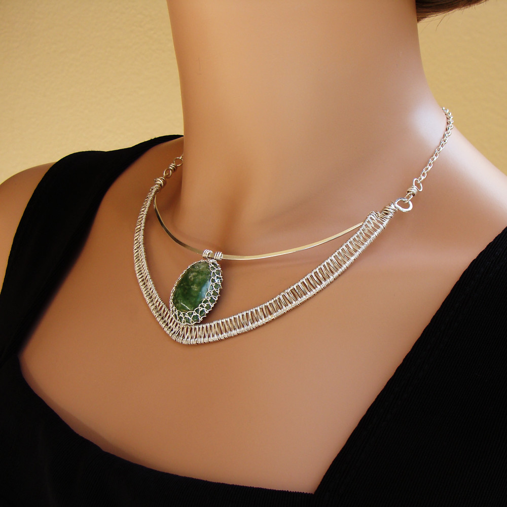 Sterling & Serpentine Necklace On Argentium sterling and… Flickr