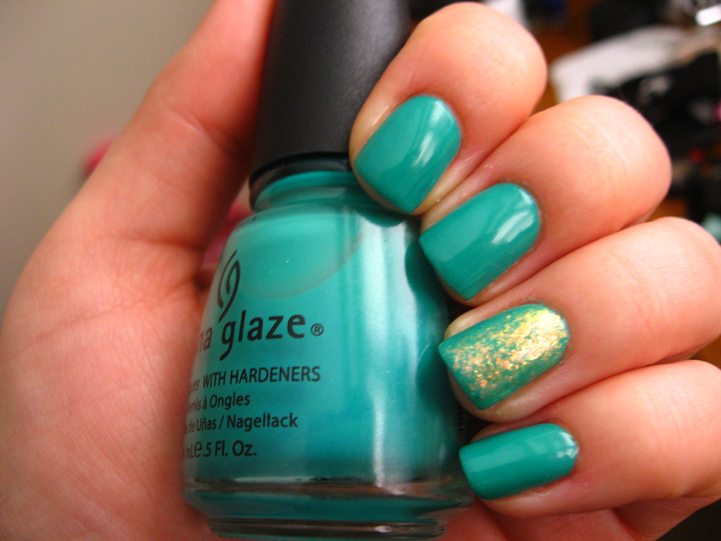 China Glaze Four Leaf Clover teal plus a coat of… Flickr