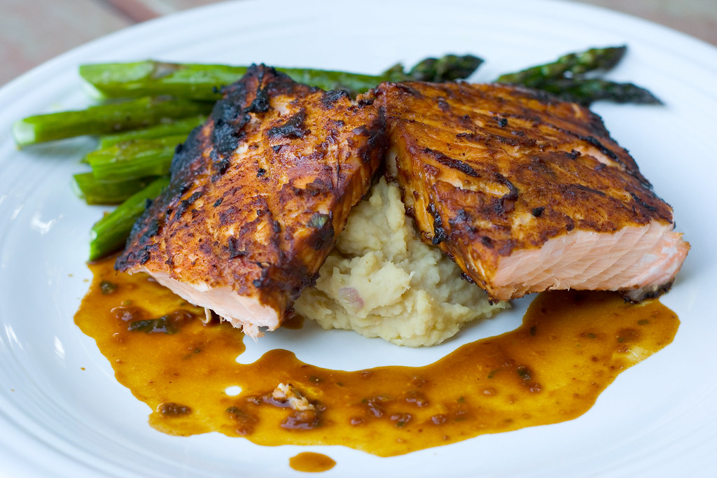 Grilled MisoGinger Salmon with White Bean Puree and Roast… Flickr