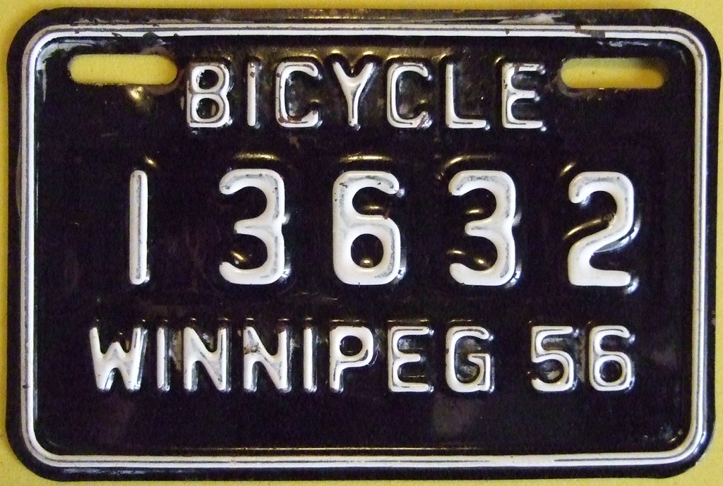 WINNIPEG MANITOBA 1956 BICYCLE PLATE In 1956 Winnipeg b… Flickr