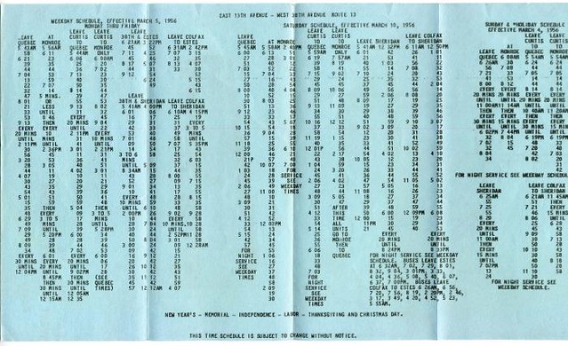1956 Route 13 Denver Tramway Bus Schedule 1956 East 13th A… Flickr