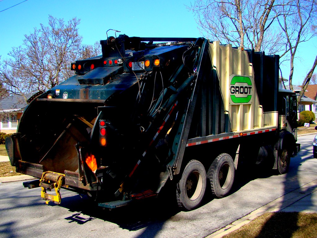 Groot garbage truck on his route in Broofield IL. Terry Spirek Flickr