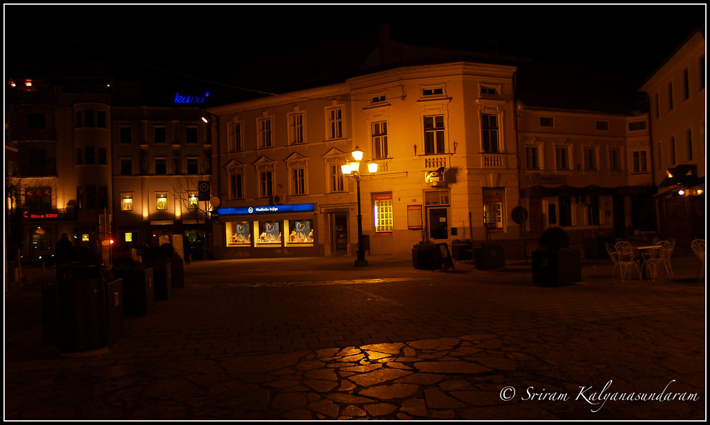 Center Kranj View of Kranj town center at night. Sriram Flickr