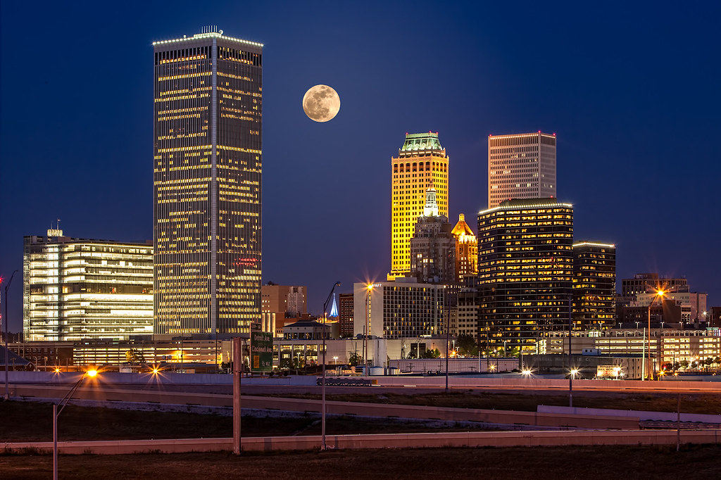 Supermoon over Tulsa Tulsa Skyline XI View more of Tulsa s… Flickr