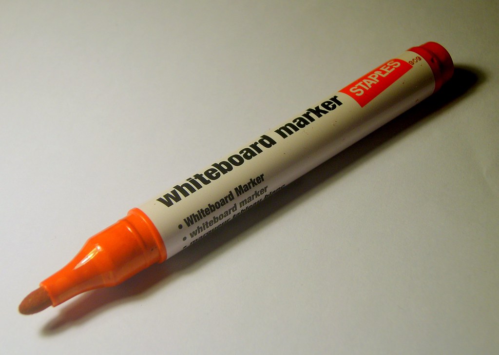 Whiteboard pen A red Whiteboard pen, from Staples James Bowe Flickr