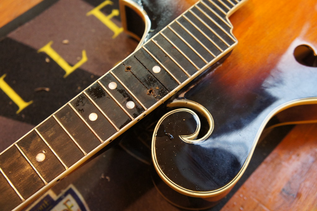Mandolin neck removal 13th fret removed and 2 hole drill… Flickr