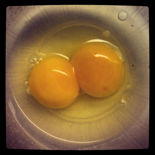 Double yolk egg this morning, all the way. What does it al… Flickr
