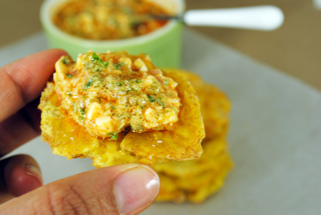 gribiche Tostones with Smokey Spanish Sauce Gribiche Sabor A Saveur