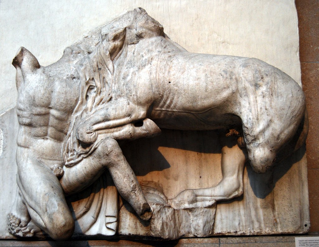 Marble metope from the Parthenon, around 440 BC The Acropo… Flickr