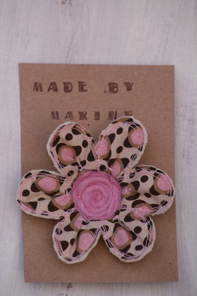Fabric Flower Brooch Free hand machine embroidered fabric … Flickr