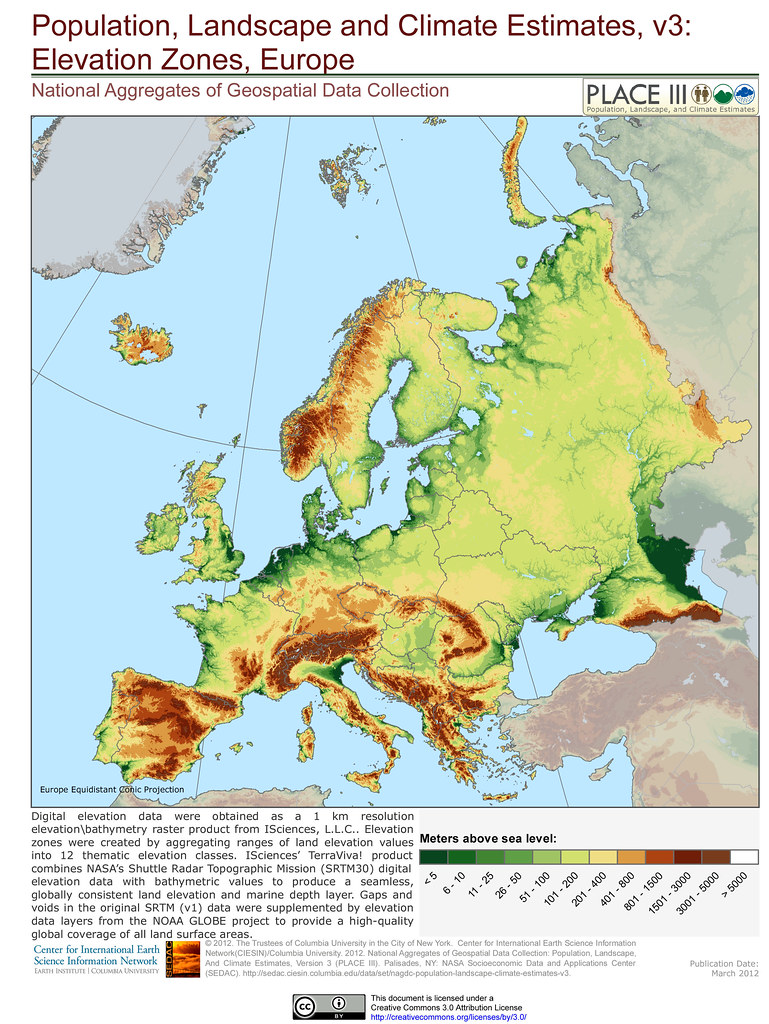 Elevation Zones, Europe Digital elevation data were obtain… Flickr