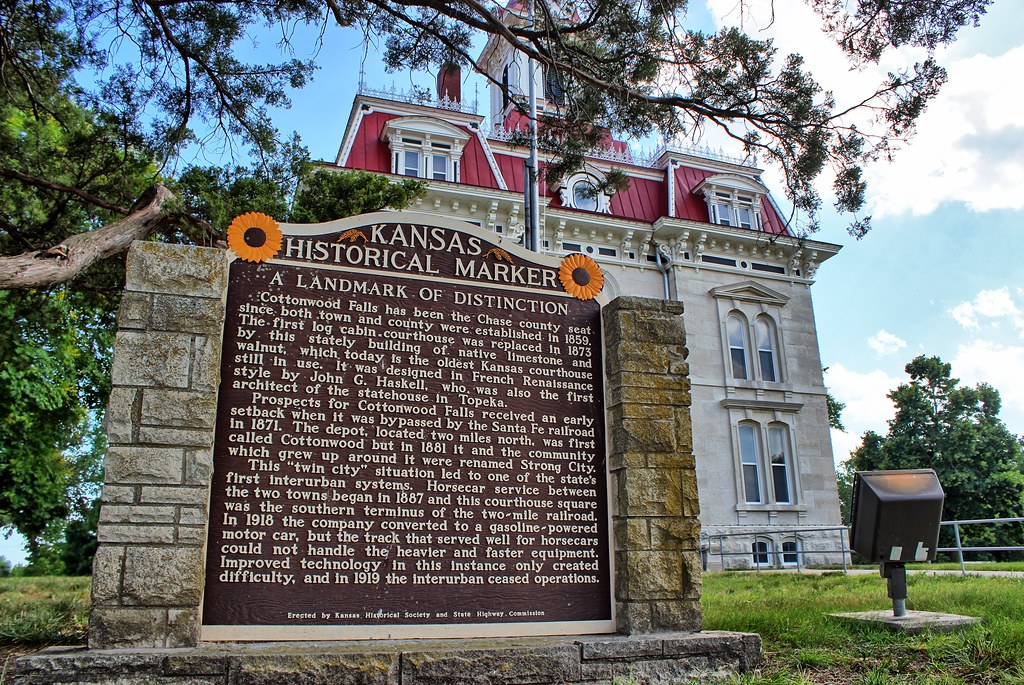 Historical Marker Courthouse Chase County Kansas HDR Raymond