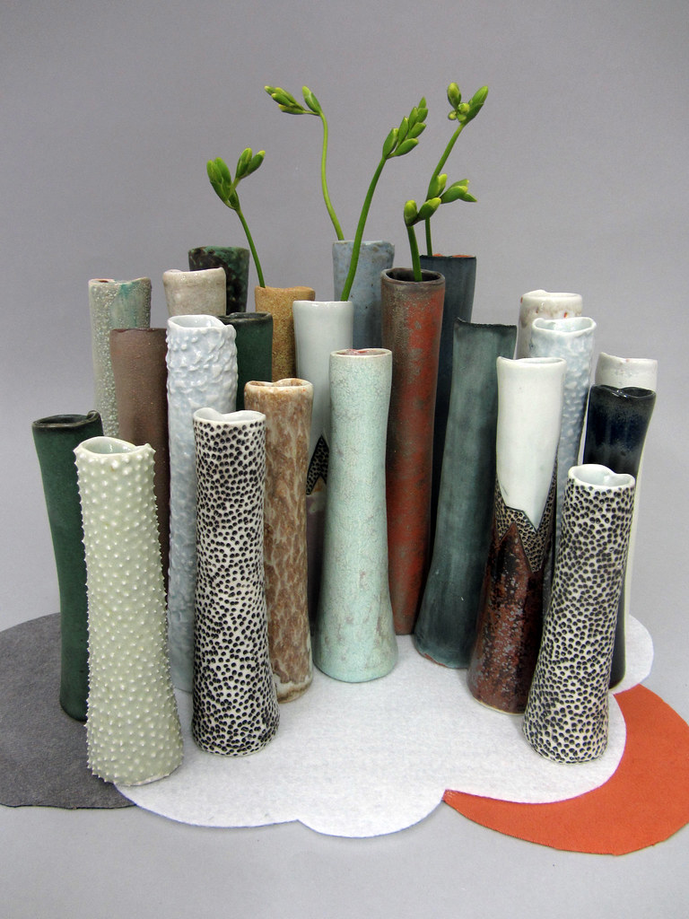 bud vases... porcelain, terra cotta and stoneware bud vase
