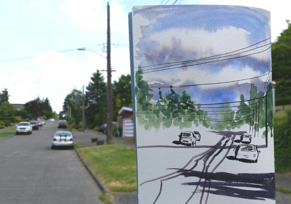 Partly cloudy in Maple Leaf, Seattle. urbansketchers usk??? Flickr