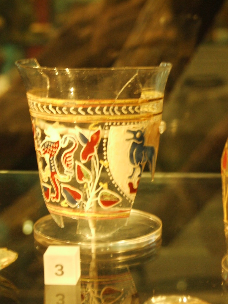 Glass beaker Glass beaker, painted with enamel, from Italy… B Flickr