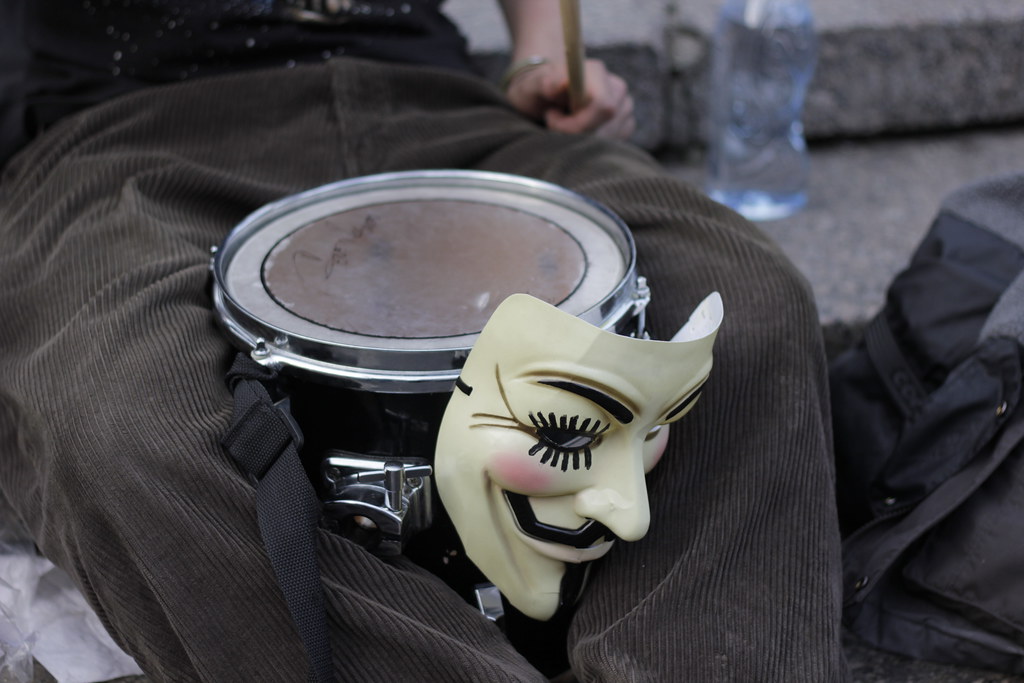 Drum and Guy Fawkes mask at Occupy Wall Street Union Squar… Flickr