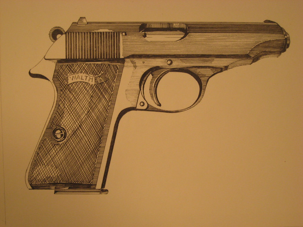 Walther PPK/S Pen and Ink drawing, 7 x 9 inches; these wea… Flickr