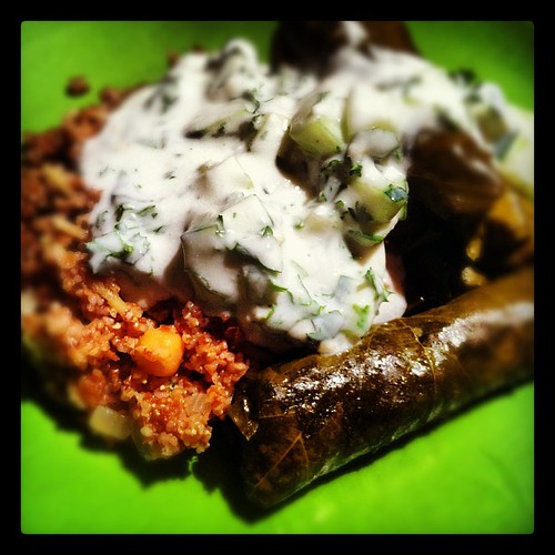 Grapevine leaves bulgur pilaf & yogurt cucumber sauce … Flickr