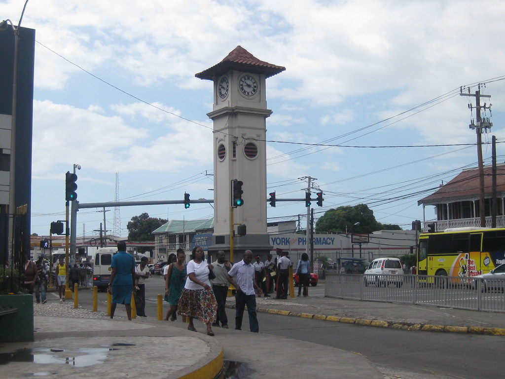 down town & HWT 037 Half Way Tree Square & Clock Tower Travel Club