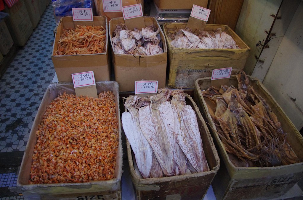 Dried seafood including Octopus and Squid Hong Kong mark… Flickr