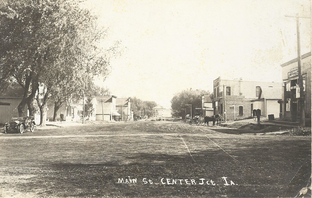 Center Junction, Iowa, Main Street May 2, 1917. photolibrarian Flickr