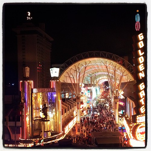 Fremont street from the Plaza Hotel Danielle Closs Flickr