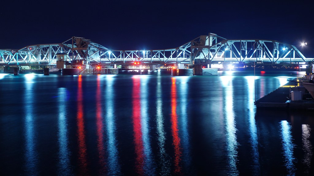 Steel Bridge The Sturgeon Bay Bridge reflects on the bay. … Flickr