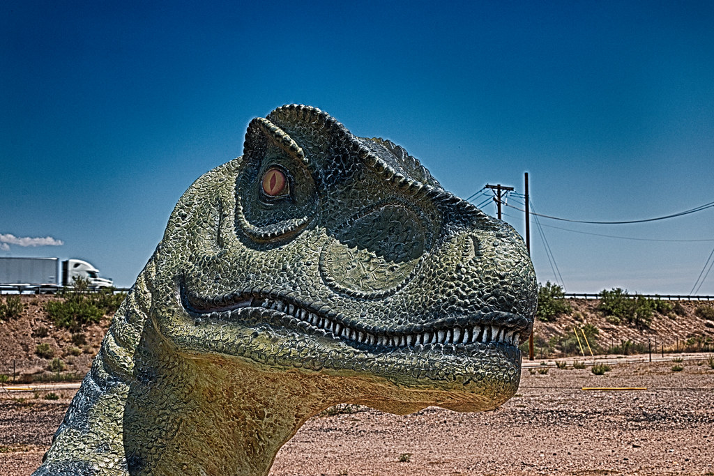Dinosaur statues These are attractions at the Pit Park in … Flickr