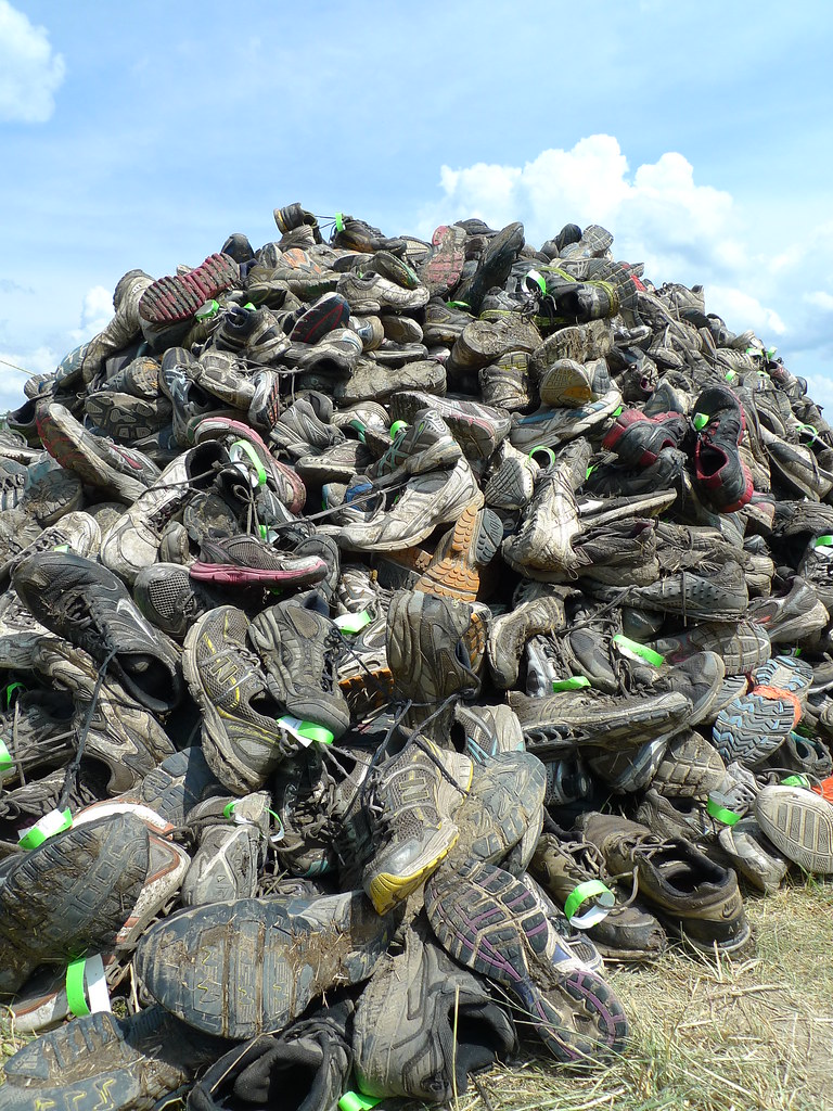 shoe donation pile Chicago Warrior Dash 2012 Lori Flickr