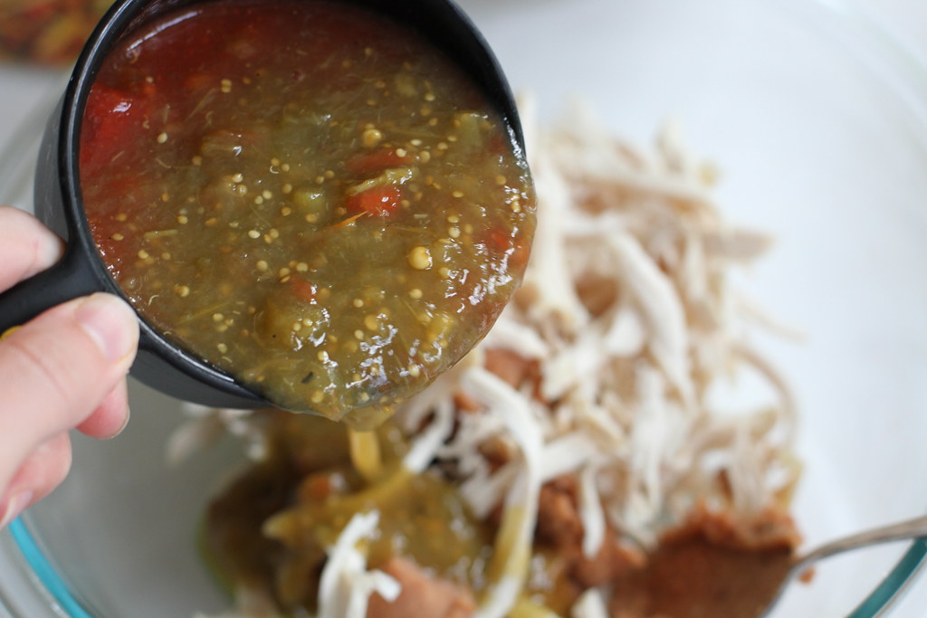 Spice It Up Mix the chicken, refried beans, spice, and sal… Flickr