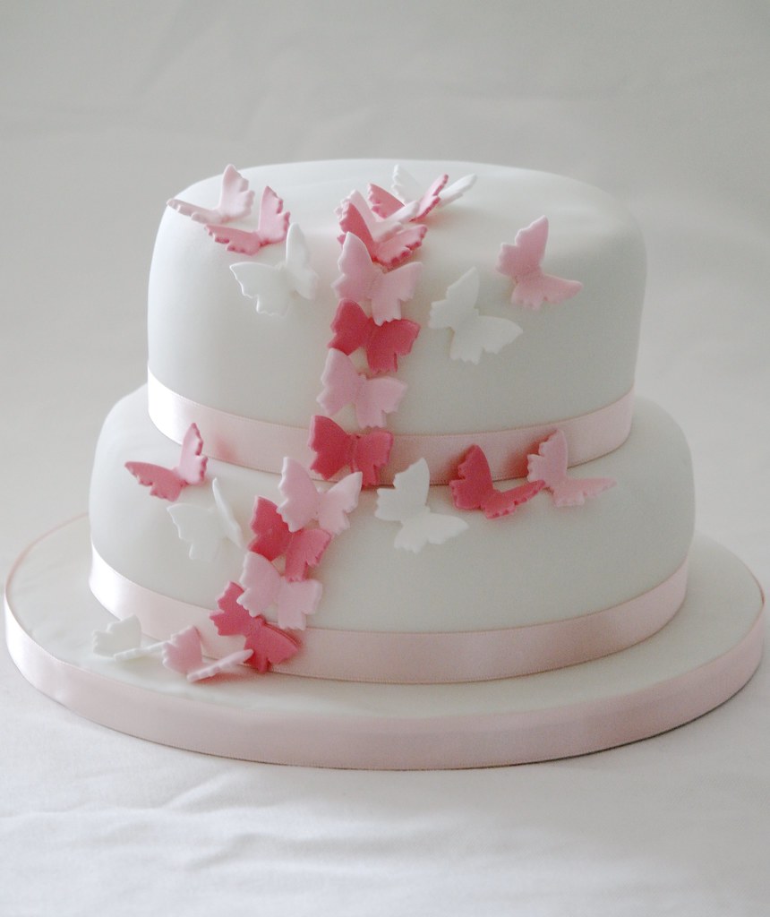 Two Tier Butterfly Cascade Wedding Cake Two tier sponge