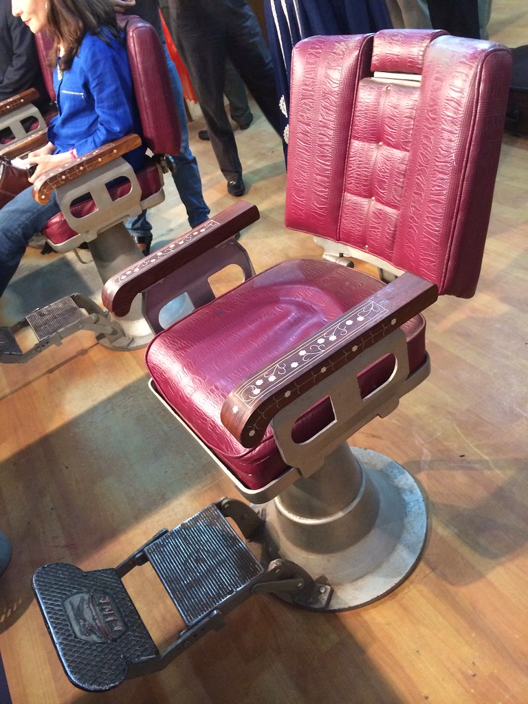 Repurposed barber chair, prepping for PTV News in Karachi.… Flickr