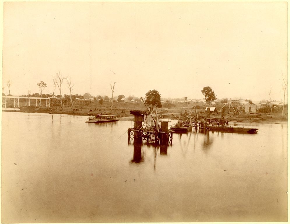 River Road Bridge, Bundaberg under construction, 1898 a