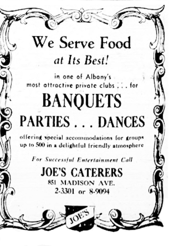 Joe's Restaurant Caterers Madison ave 1947 albany ny 1940s… Flickr