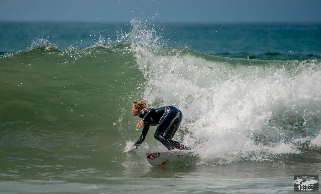 Alana Blanchard Freesurfing in Sexy Black Wetsuit Huntington Beach Pier