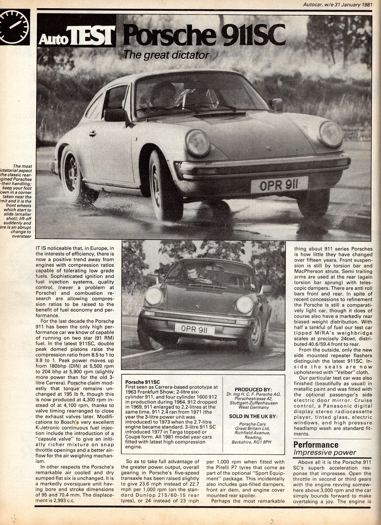 Porsche 911 SC Road Test 1981 Flickr