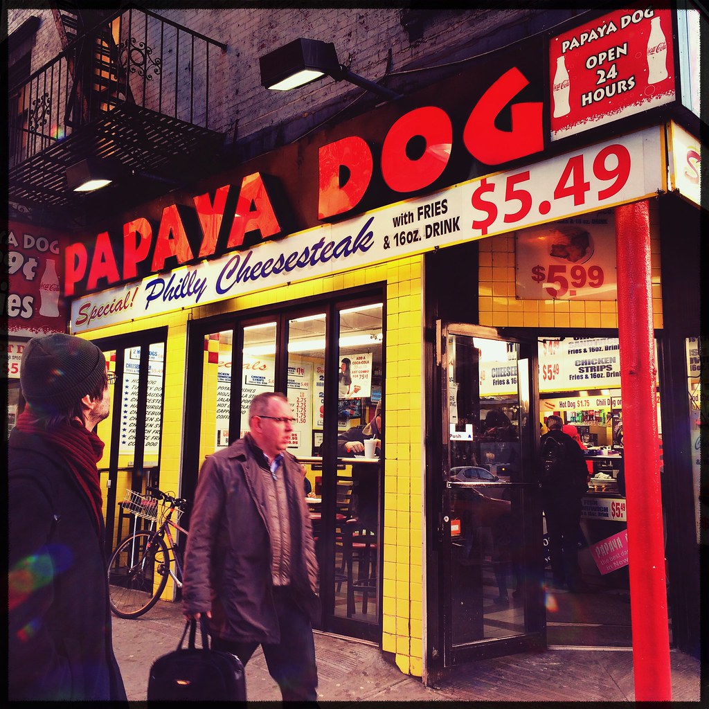 Papaya Dog. 42nd St. New York, NY. Kathy Drasky Flickr