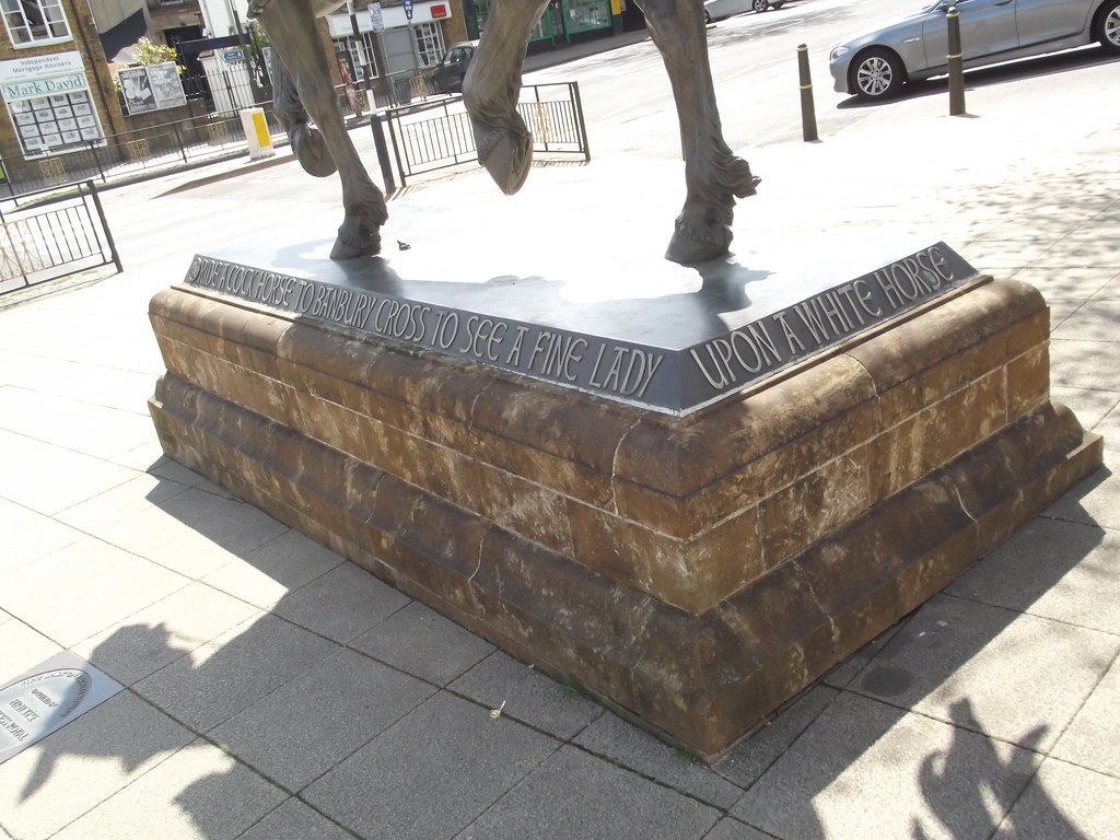 The fine lady upon a White Horse statue Banbury Cross a photo on