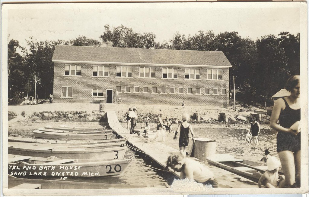 Hotel and Bath House, Sand Lake, Onsted, Michigan, rppc. Flickr