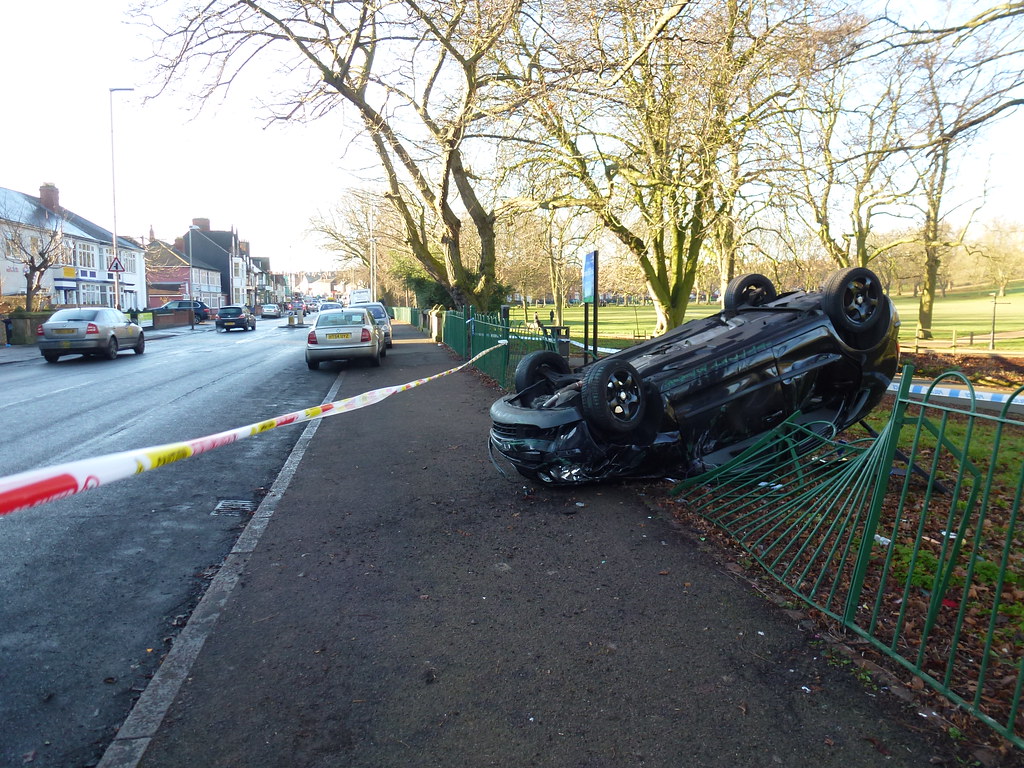 Car Crash Leicester Park I do hope they were alright. Flickr