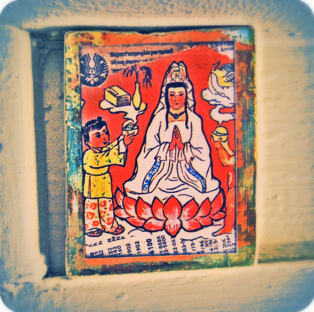 collage/chinese prayer paper, starbuxks, phonebook Flickr