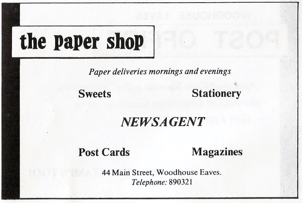 1979 ADVERT THE PAPER SHOP MAIN STREET WOODHOUSE EAVES Flickr