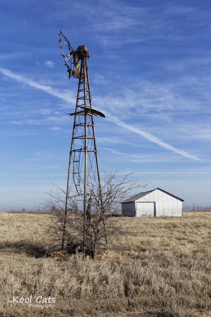 Windmill and Tin Barn Somewhere in southwest Oklahoma. Flickr