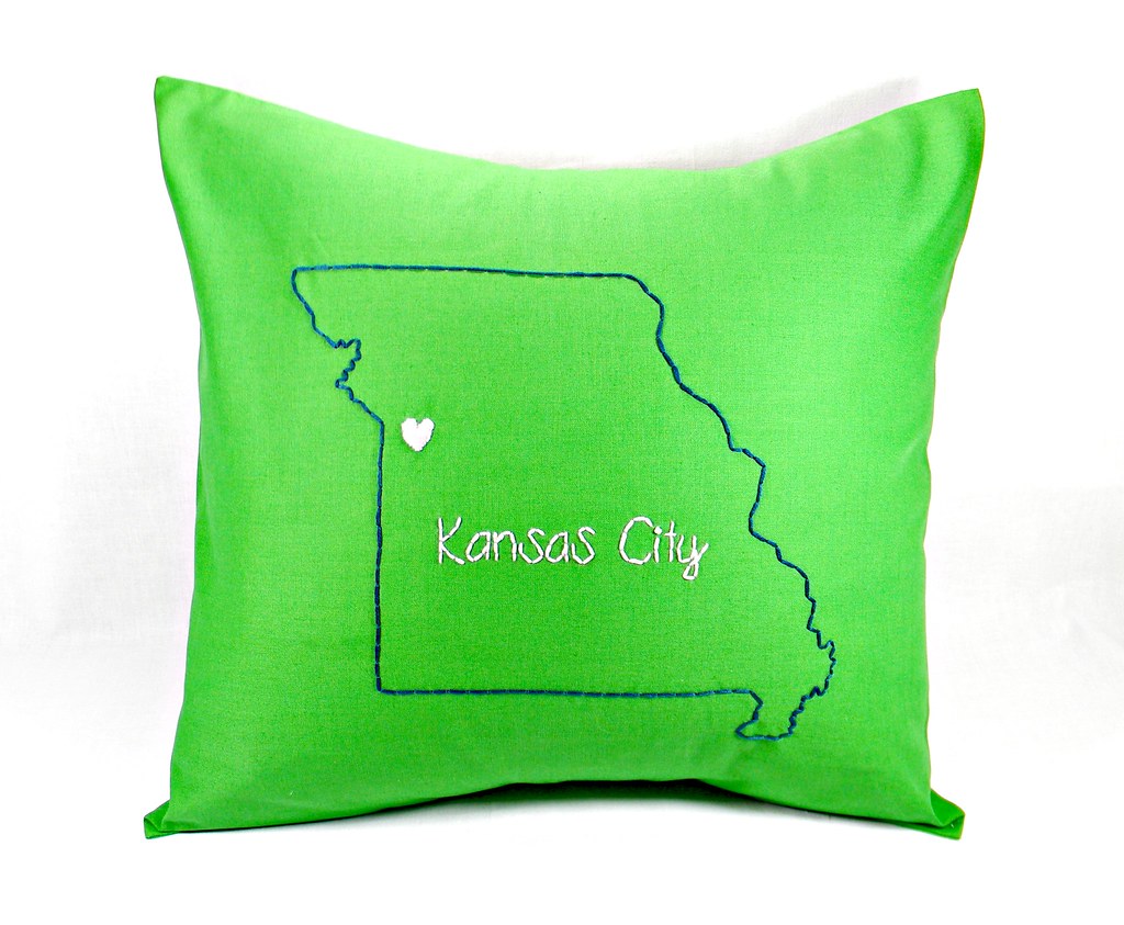Hand Embroidered Kansas City, MO Decorative Pillow Cover i… Flickr
