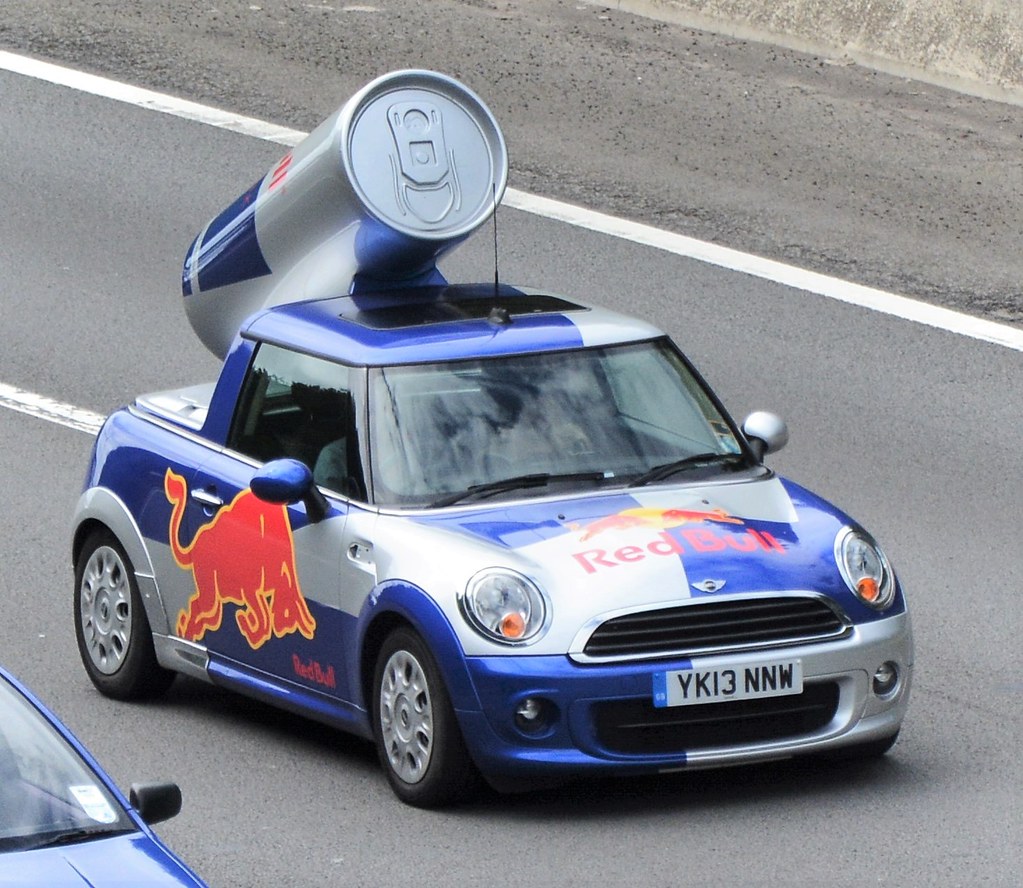 Red Bull Mini Seen on the M4 in Newport, South Wales. Charles