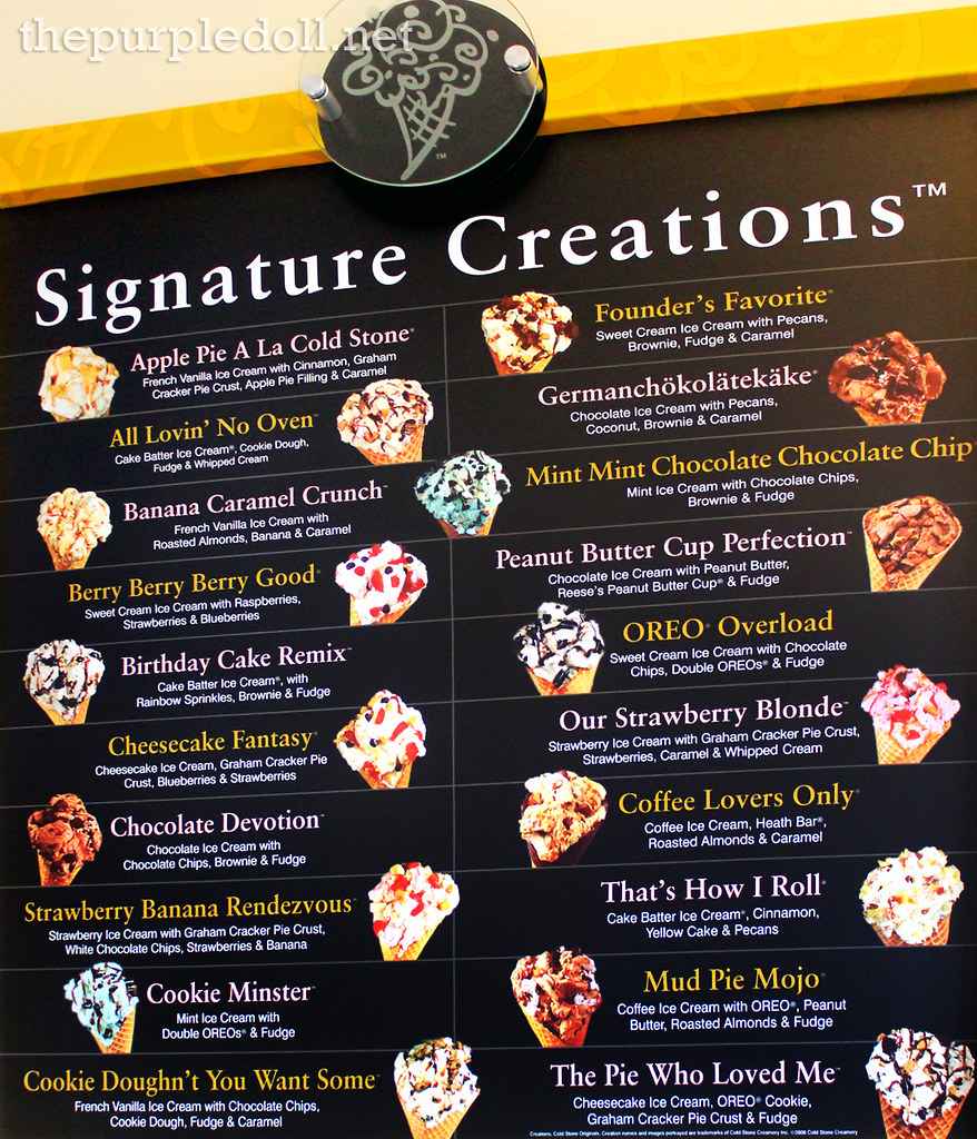 Cold Stone Creamery Signature Creations Menu purpledoll Flickr