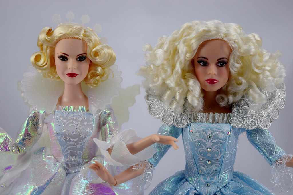 Mattel vs Disney Store Fairy Godmother Dolls Cinderella Live Action