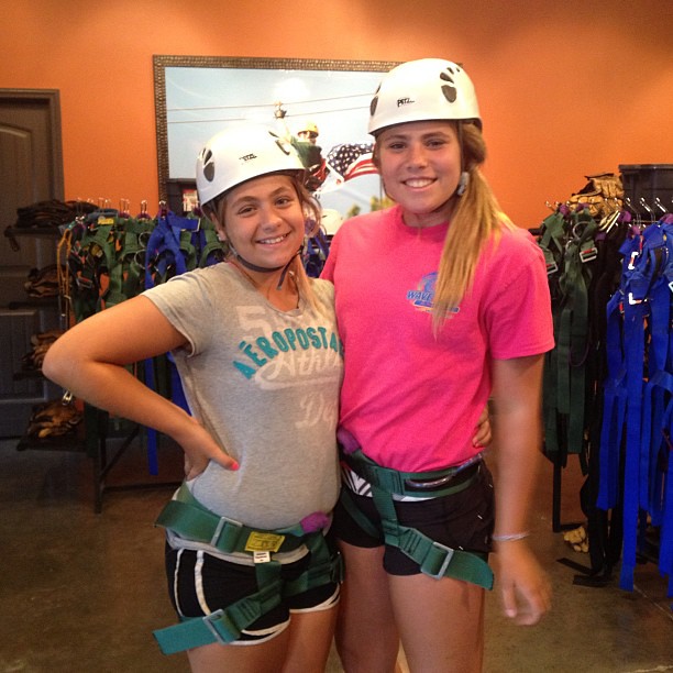 Sisters...having fun zip lining!! Karen Byrne Flickr