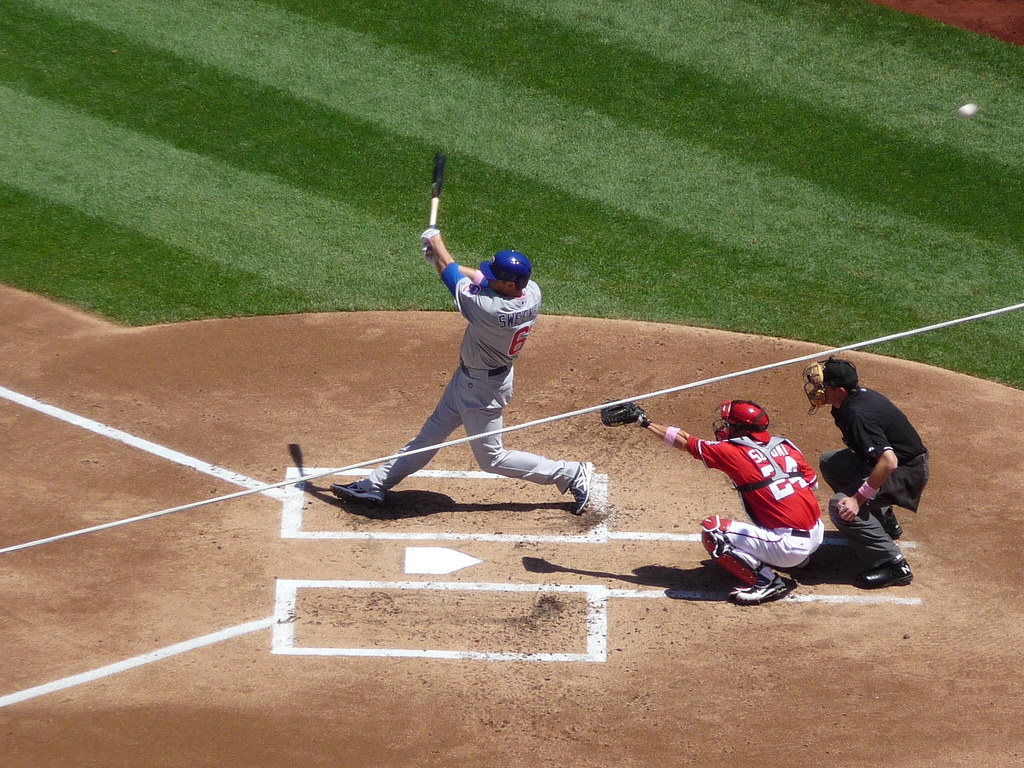 Foul Ball Ryan Sweeney of the Chicago Cubs hits a foul bal… Flickr